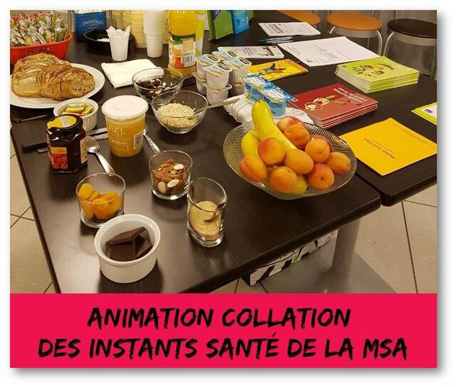 stand lors des instants santé de la MSA sur l'alimentation auprès de leurs bénéficiaires