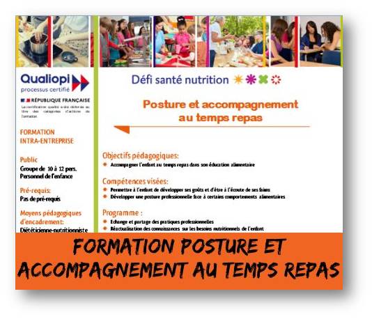 fiche de formation sur la psoture et l'accompagnement des enfants sur le temps repas à la acntine